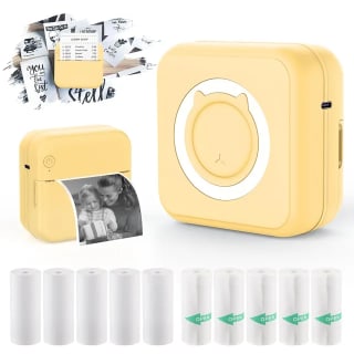 Mini Pocket Thermal Photo Printer Bluetooth Inkless Portable Label Maker with 10 Roll