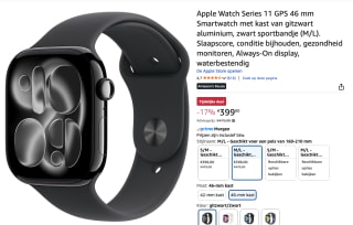 Apple Watch 11 - Wifi - 46mm - voor €399 bij Amazon