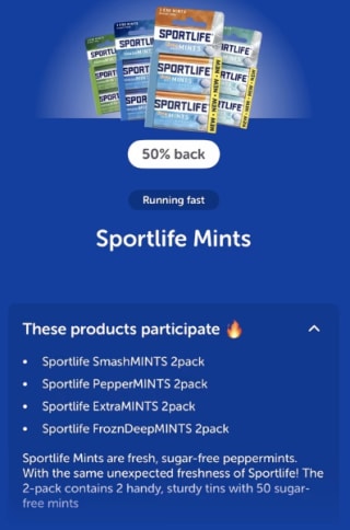 50% korting op Sportlife mints bij de AH (1+1 gratis) via Tikkie