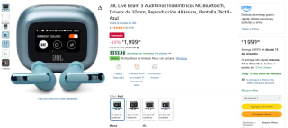 Audífonos JBL Live Beam 3 inalámbricos por $1,999 | Oferta Amazon