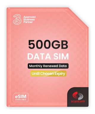 Three 500GB Preloaded Data SIM per month - Loaded Each Month Until December 2027 (Eff