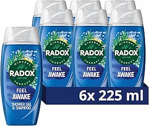 Radox Mineral Therapy Feel Awake 2-in-1 Shower Gel & Shampoo Body Wash 6 x 225ml ( £