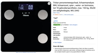 Tristar personenweegschaal voor €14,99 bij Amazon