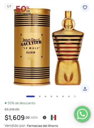 Jean Paul Gaultier Le Male Elixir Parfum 125ml por $1,609 en Farmacias del Ahorro