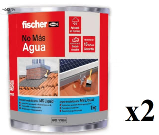 2 x fischer Impermeabilizante MS Líquido Gris 1 kg Transitable para Exterior a 23.98€