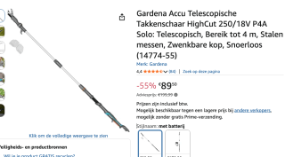 GARDENA 14774-55 HighCut 250/18V P4A solo Takkenschaar voor €89,50 bij Amazon