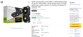 Tarjeta ZOTAC GeForce RTX 5060 Ti 16GB por $9,355 | Oferta Amazon