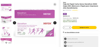 Caja de Papel Carta Xerox Marathon 5000 Hojas por $699 | OfficeMax
