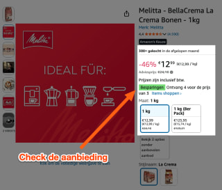 4x 1kg Melitta koffiebonen voor in totaal €38,97 ( €9,74 per kg)