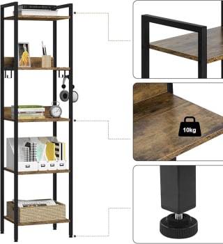 Estantería Almacenaje 5 Niveles Madera y Metal por 37,99€