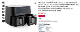 GreenPan Bistro Airfryer XL voor €94,90 bij Amazon