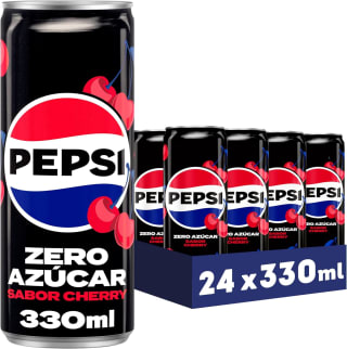 24 latas Pepsi zero Cherry Refresco cola cero azúcar y calorías 33cl por 12.35€