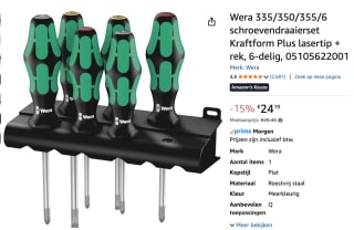 Wera 335/350/355/6 Schroevendraaierset Kraftform voor €24,19 bij Amazon