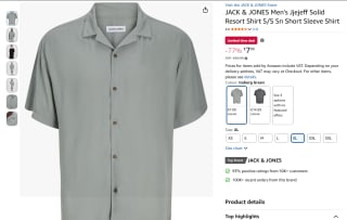 JACK & JONES Men's Jjejeff Solid Resort Shirt S/S voor €7,00 bij Amazon