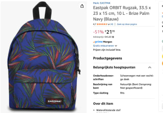 EASTPAK Rugzak 'Orbit' in Navy voor €21,95 bij Amazon