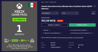 1 Mes Xbox Game Pass Ultimate (MX) por $193 | CDKey