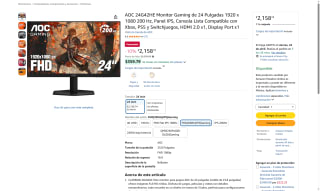 Monitor AOC 24G42HE 24" 200Hz por $2,159 | Oferta Amazon