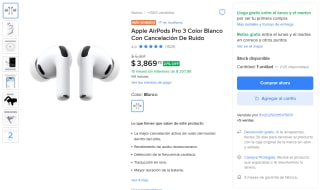 Apple AirPods Pro 3 por $3,645 en Mercado Libre