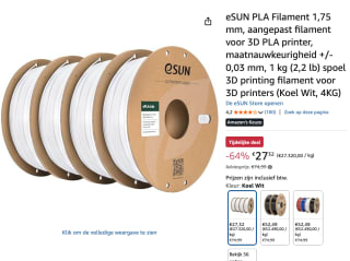 eSUN PLA Filament 4KG voor 3D-printer voor €27,32 bij Amazon