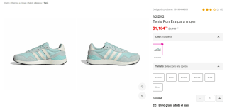 Tenis Run Era Adidas Mujer Turquesa por $1,184 | Oferta Liverpool