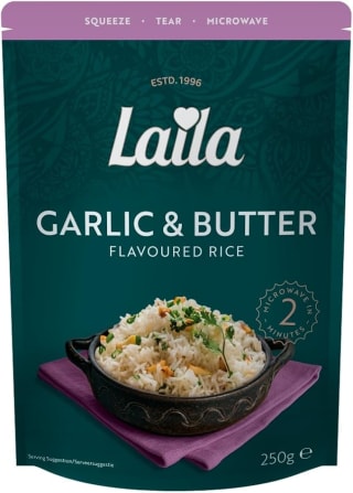 Laila Garlic & Butter Microwave Rice 250g £0.85
