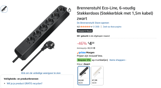Brennenstuhl Eco-Line 6-voudig voor €4,68 bij Amazon