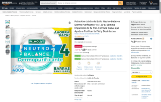 Palmolive Jabón de Baño Neutro 480g por $49 | Amazon