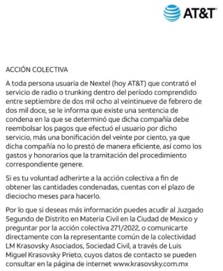 Acción colectiva: reembolso para usuarios de Nextel (hoy AT&T)