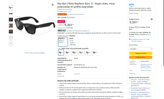 Lentes Ray-Ban Meta Negro por $5,300 | Oferta Amazon