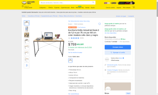 Escritorio Industrial Desk-3 por $759 | Mercado Libre