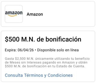 $500 de Bonificación a MSI en Amazon | American Express