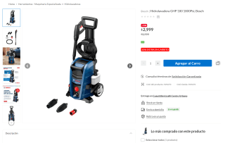 Hidrolavadora GHP 180 1800Psi, Bosch por $2,999 en Sodimac