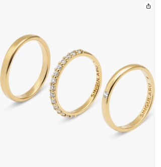 Pack 3 Anillos Choices SINGULARU Baño Oro 18k Talla 18 por 27,99€
