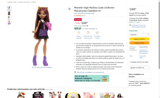 Muñeca Monster High Clawdeen Wolf 249 por $249 | Amazon