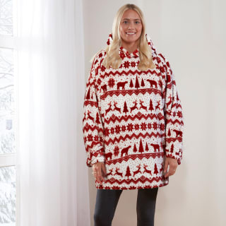 Fairisle Red Fleece Hoodie (S-M £8.10 / L-XL £8.10) – With Code
