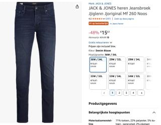 Jack & jones heren jeans voor €15,61 bij Amazon