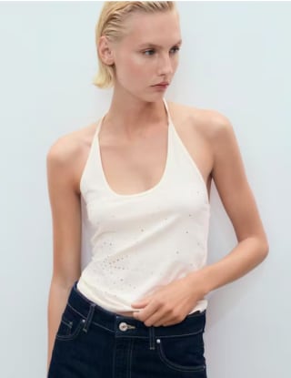 Mango Top escote halter apliques metálicos por 3,99€