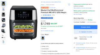 Freidora de aire MasterChef Multifuncional por $1,749 | Mercado Libre