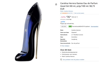 Carolina Herrera Good Girl Eau de Parfum 80 ml voor €66,95 dmv code bij Amazon