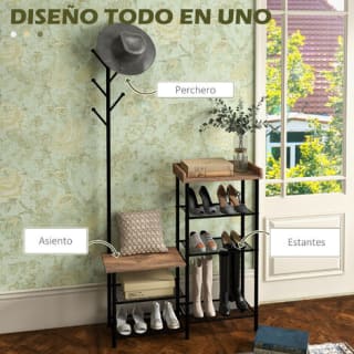 HOMCOM Perchero Zapatero 5 Estantes 6 Ganchos por 36,99€