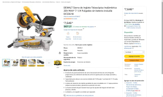 DEWALT DCS361B Sierra Inglete 20V MAX* 7-1/4" por $7,647 | Amazon