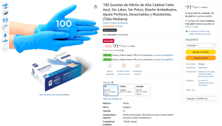 Guantes Nitrilo 100 Unidades Mediano Azul por $71 | Amazon