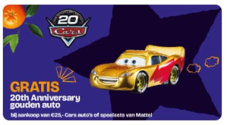 Gratis gouden auto bij aankoop vanaf €25 Cars van Mattel bij Dreamland