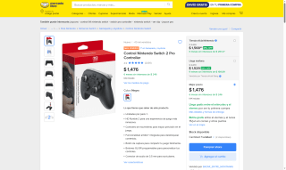 Control Pro Inalámbrico Nintendo Switch 2 por $1,326 | Mercado Libre