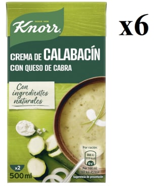 6 Bricks de Knorr Crema Calabacín con Queso de Cabra, 500ml por 7.3€