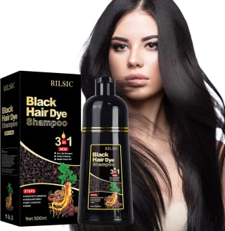Black Hair Dye Shampoo 3 en 1 Cubre Canas, Champú Tinte Negro Cubrir Canas por 13.52€