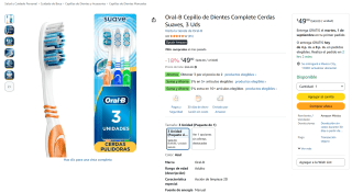 Oral-B Cepillo de Dientes Complete Cerdas Suaves (3 uds) por $33 en Amazon