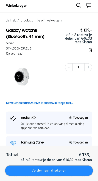 Samsung Galaxy Watch 8 44mm Silver €139