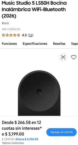 Samsung Store Estudiantes: Bocina Music Studio 5 y (Studio 7 por $5116)