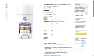 Dove Antitranspirante Clinical Original Clean 58g por $70 | Amazon